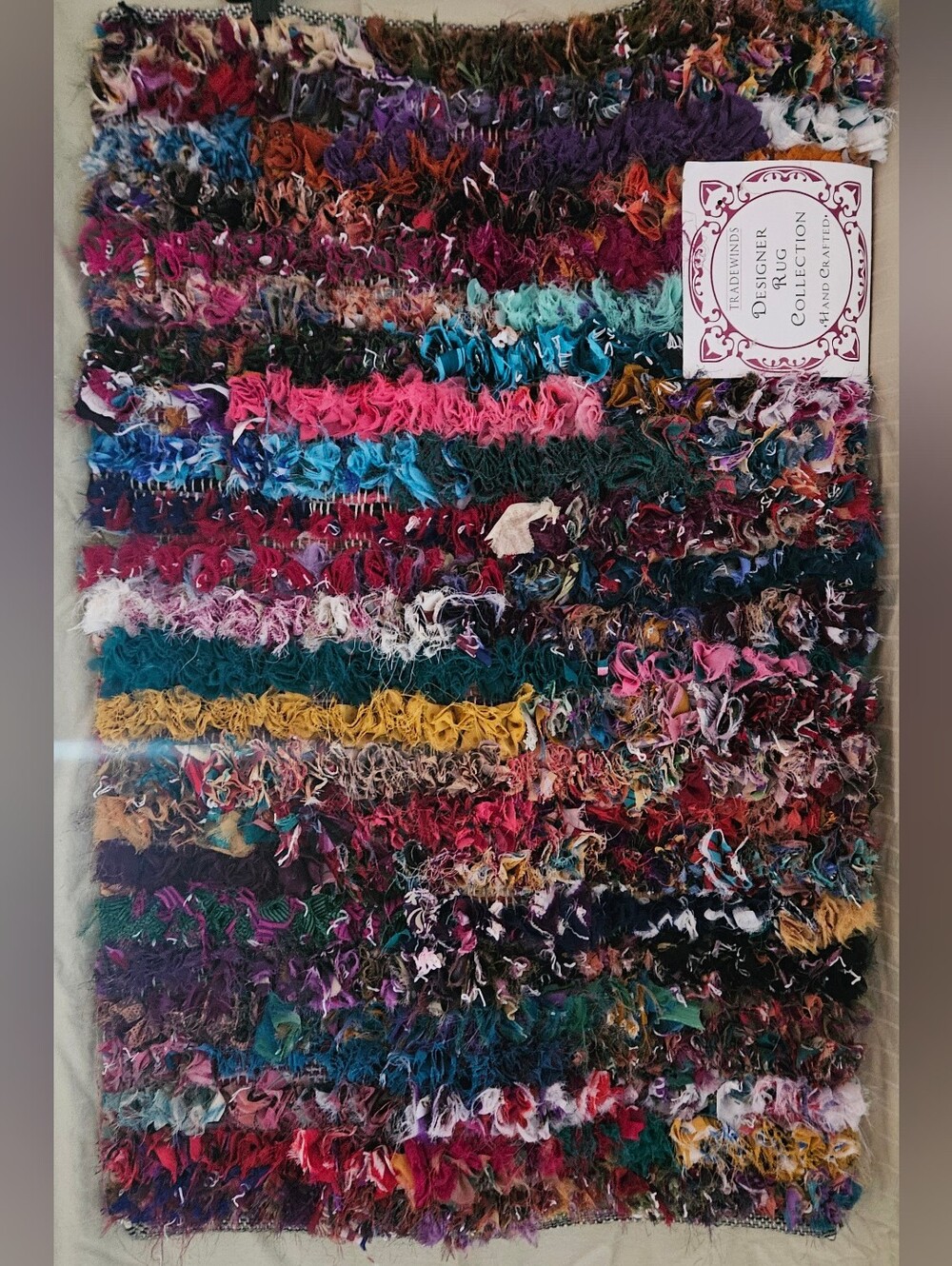 Handwoven Multicolor 24"X36"Rag Accent Rug - Vibrant Striped Design